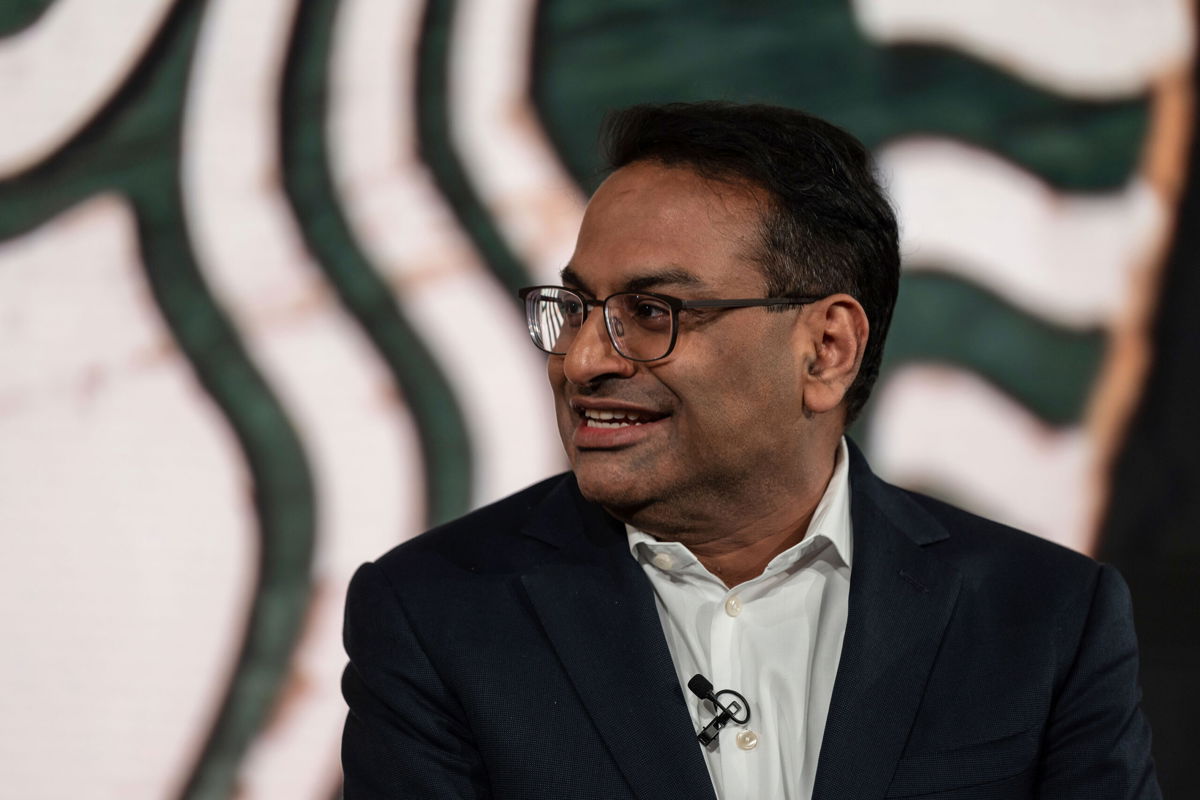 <i>Stephen Brashear/AP</i><br/>Starbucks' new CEO Laxman Narasimhan plans to continue pulling barista shifts.