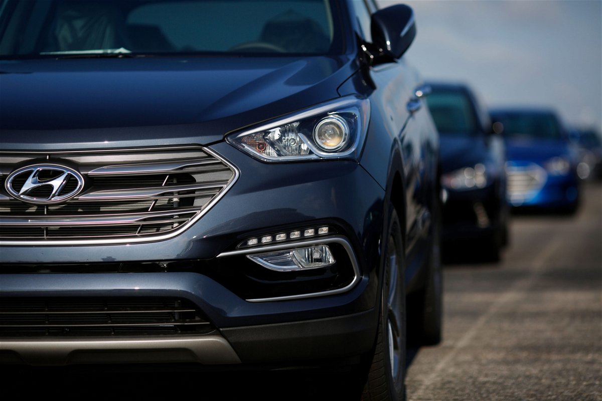 <i>Luke Sharrett/Bloomberg/Getty Images</i><br/>A new Hyundai Motor Co. Santa Fe SUV sits parked before being shipped to a dealership from the Hyundai Motor Manufacturing Alabama facility in Montgomery on July 19