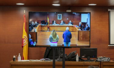 The couple who stole $1.7 million of wine from a Michelin-starred Spanish restaurant are pictured here in court on March 1.