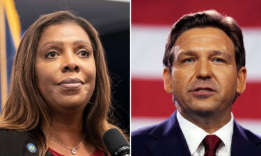 New York Attorney General Letitia James (left) is leading a coalition of 16 Democratic attorneys general urging Florida Gov. Ron DeSantis to rescind his administration's request to colleges in the state for information about students receiving gender-affirming care.