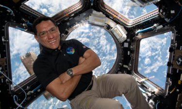 NASA astronaut Frank Rubio is shown inside the cupola of the International Space Station as it flew 263 miles above southeastern England.