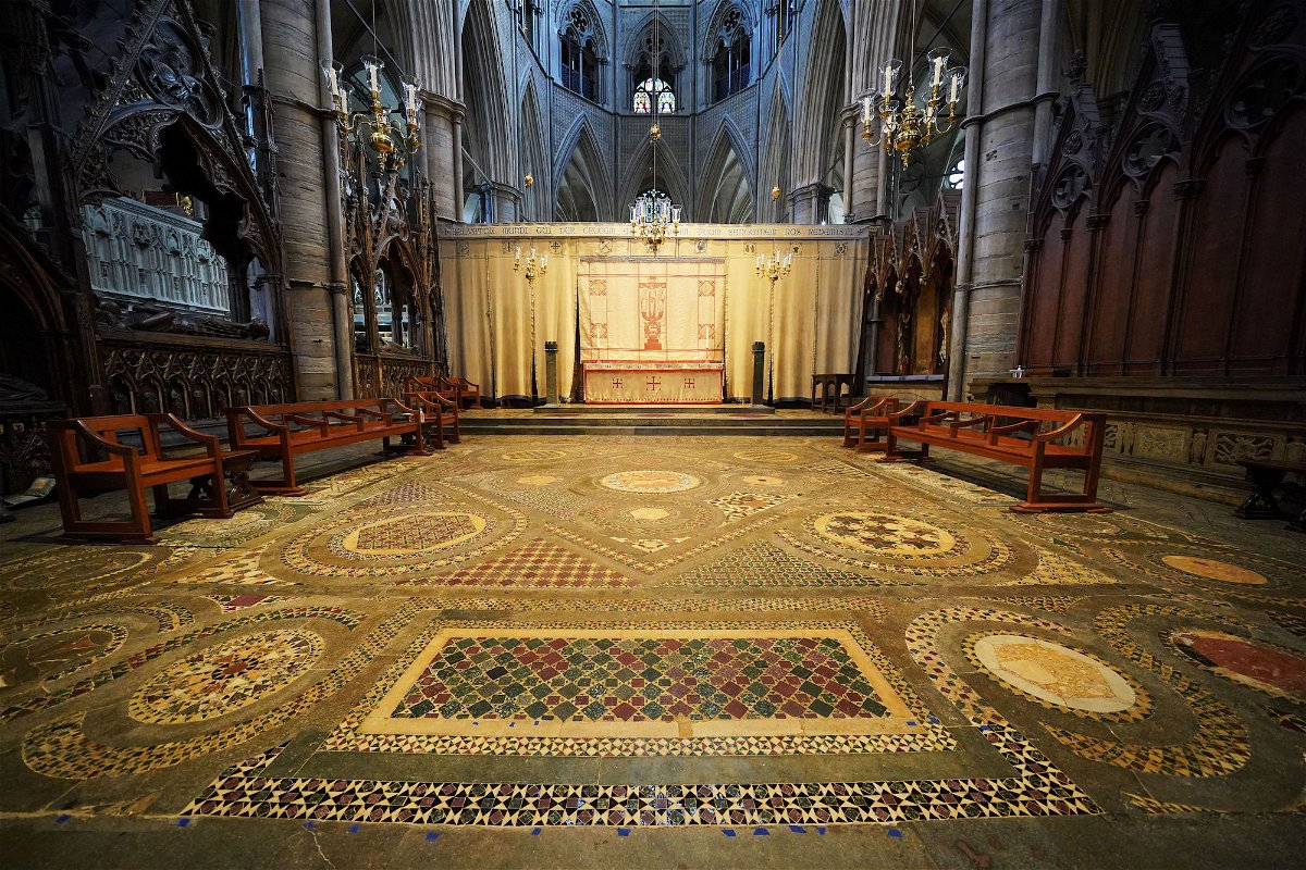 <i>Jonathan Brady/PA Images/Getty Images</i><br/>The Cosmati pavement is located in front of the High Altar at Westminster Abbey.