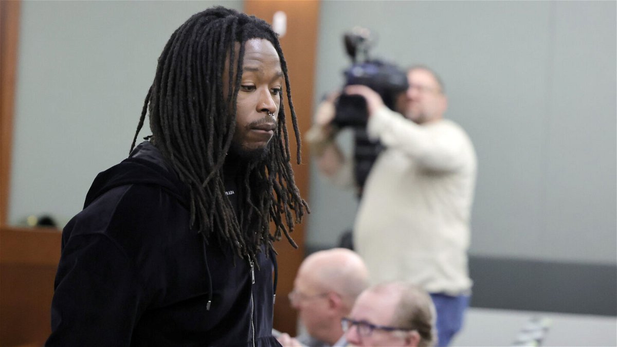 <i>Ethan Miller/Getty Images</i><br/>Alvin Kamara appears in Clark County District Court on an initial arraignment at the Regional Justice Center on March 2