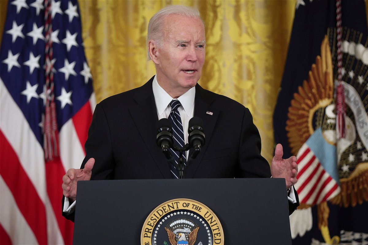 <i>Win McNamee/Getty Images</i><br/>U.S. President Joe Biden speaks during an event where he announced Julie Su as his nominee to be the next Secretary of Labor during an event in the East Room of the White House March 1