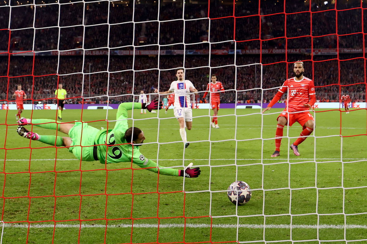 <i>Alexander Hassenstein/Getty Images</i><br/>Eric Maxim Choupo-Moting scored Bayern Munich's first goal past Gianluigi Donnarumma.