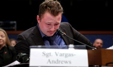 U.S. Marine Corps. Sergeant Tyler Vargas-Andrews testifies before the House Foreign Affairs Committee at the U.S. Capitol on March 8 in Washington