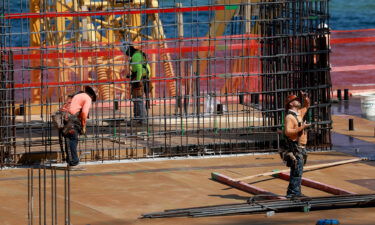 Construction workers on a job site on March 10