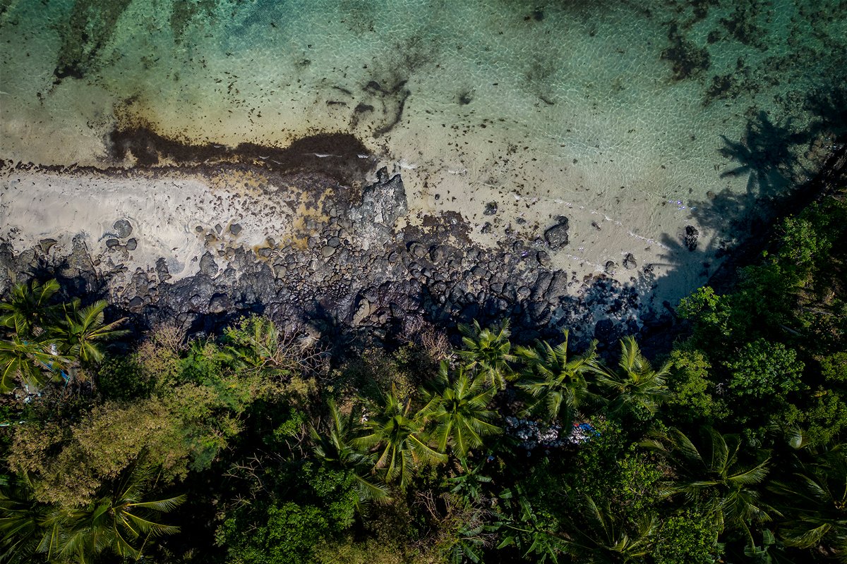<i>Ezra Acayan/Getty Images</i><br/>An oil slick from the sunken tanker MT Princess Empress along a shoreline on March 8
