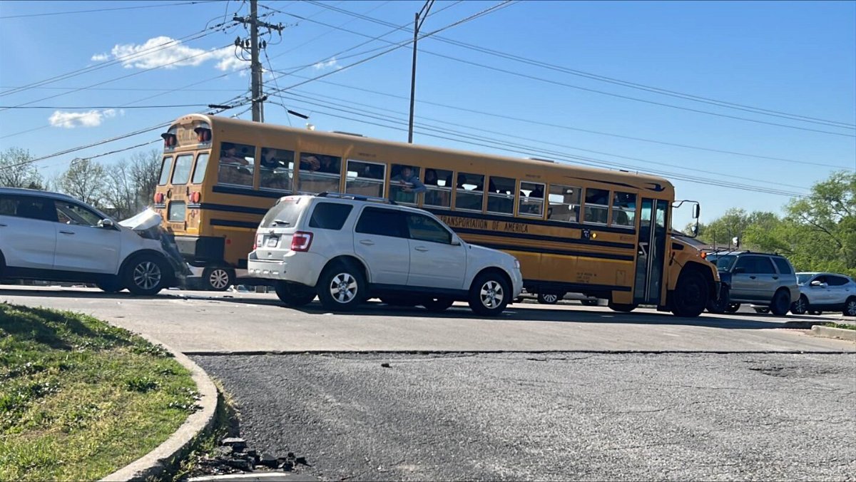 A school bus  containing children was rear-ended by another vehicle Friday afternoon. No injuries were reported.