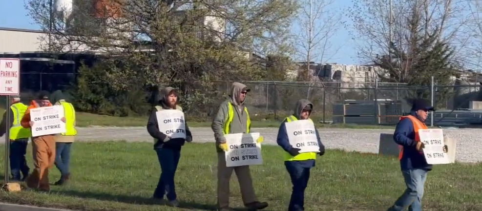 Wildcat Materials workers are seen picketing on April 17. LiUNA Local 955 announced in a Thursday press release that the strike is over.