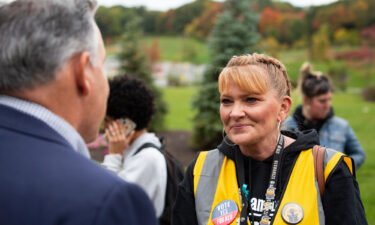 Heather Goodall and Amazon Labor Union members are seen here at the ALB1 Warehouse in Schodack ahead of their labor union election in October 2022.