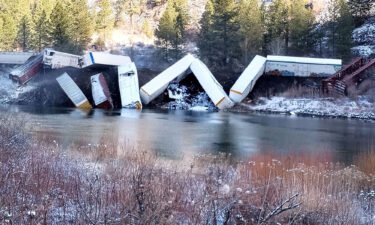 A freight train derailed in Sanders County