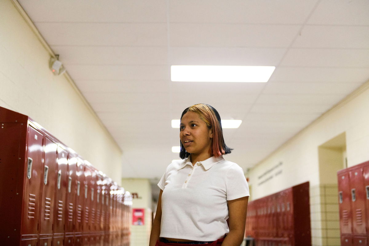 <i>Michael Noble Jr. for CNN</i><br/>Yalitza Hernandez is interviewed about her experience in the AP African American History class taught by Shekinah Hall.