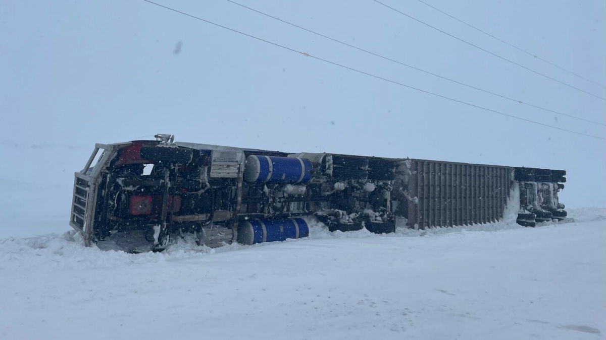<i>South Dakota Highway Patrol</i><br/>A semi loaded with cattle tipped over in South Dakota.