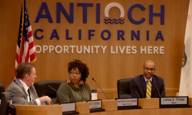 Antioch Mayor Lamar Thorpe and others attend a special city council meeting at City Hall on Tuesday