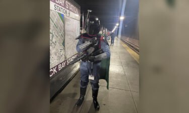 Police with Boston's transit authority encountered a person dressed as Boba Fett from the "Star Wars" franchise after receiving a call about a person with a long rifle.