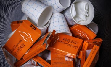 Used boxes of Mifepristone pills