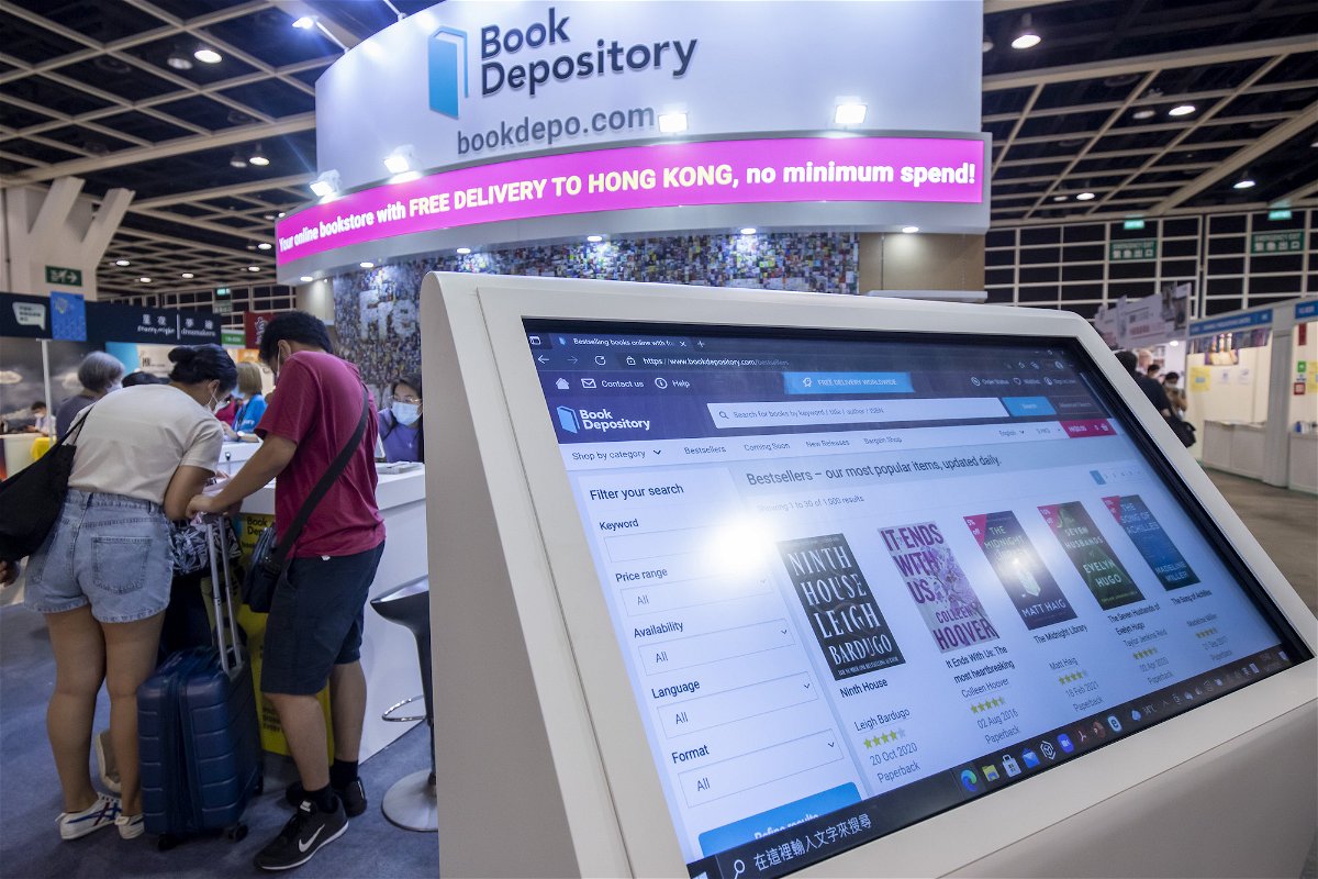 <i>Paul Yeung/Bloomberg/Getty Images</i><br/>An electronic booth at the Book Depository booth at the Hong Kong Book Fair in Hong Kong