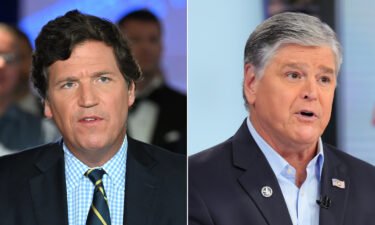 (L-R) Fox News hosts Tucker Carlson and Sean Hannity are seen here in a split image.