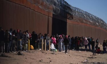 Detention facilities along the US-Mexico border have surpassed capacity amid a spike in migrants. Pictured are migrants in El Paso