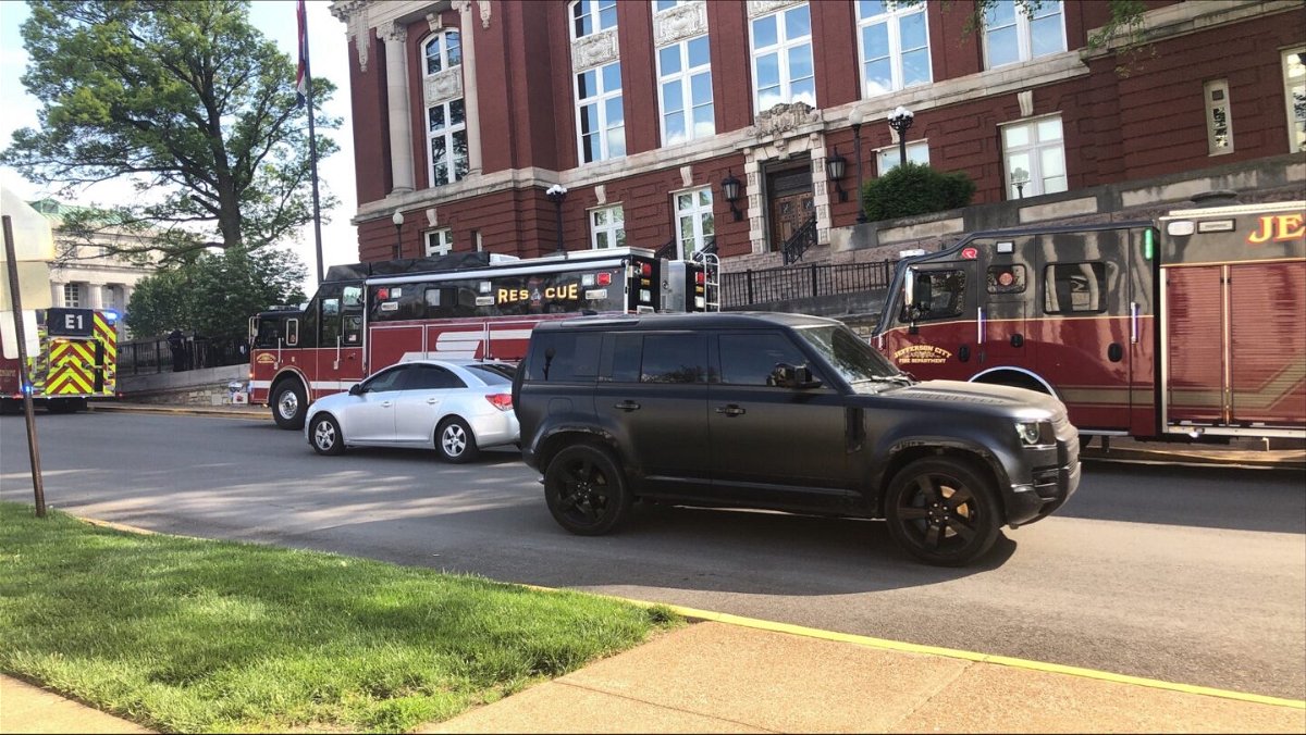 First responder vehicles parked outside the Missouri Supreme Court building on Tuesday, April 25, 2023.