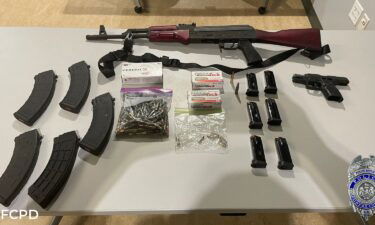Weapons recovered by Fairfax County Police after an alleged trespasser was arrested at Dolley Madison Preschool in McLean