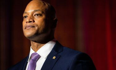 Maryland Gov. Wes Moore speaks on stage on stage during an event at Bowie State University on February 22 in Bowie