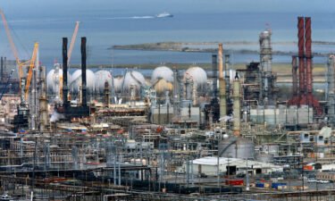 Hundreds of hazardous industrial sites that dot the California coastline -- including oil and gas refineries and sewage-treatment plants -- are at risk of severe flooding from rising sea level if the climate crisis worsens. Pictured is a Chevron refinery in Richmond