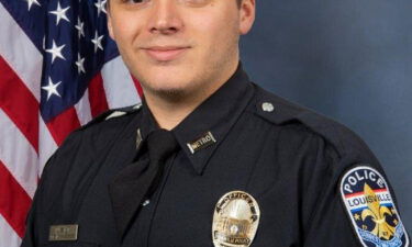 Officer Nickolas Wilt was injured in an April mass shooting at a Louisville bank.