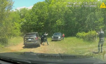 An image taken from video released by the York County Sheriff's Office shows the scene moments before officers opened fire on Mullinax's truck with him inside and his mother