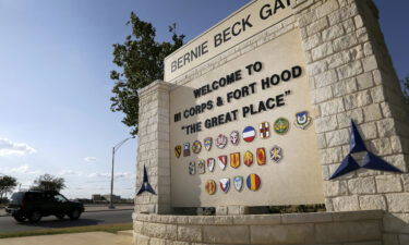 A welcome sign at the main gate in Fort Hood