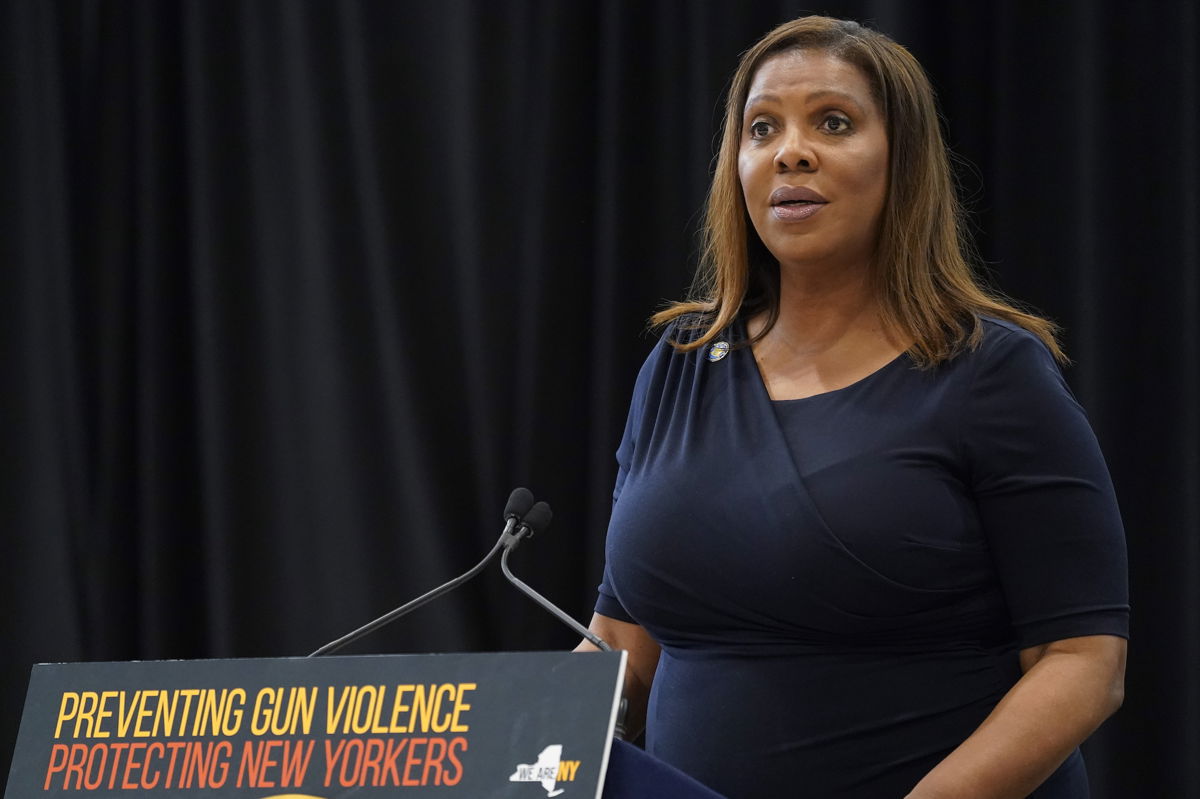<i>Mary Altaffer/AP/FILE</i><br/>New York Attorney General Letitia James's office has brought a lawsuit against a Georgia-based gun component maker regarding the deadly mass shooting at a Buffalo grocery store in May 2022.