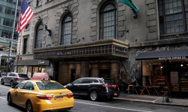 The Roosevelt Hotel is pictured a day after announcing it will close at the end of October due to ongoing losses associated with the Covid-19 pandemic in New York City.