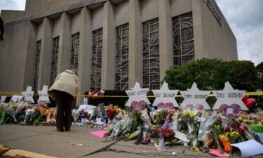 Mourners visited the memorial outside the Tree of Life Synagogue on October 31