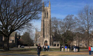 A general view of the Duke University Chapel is seen here on January 27