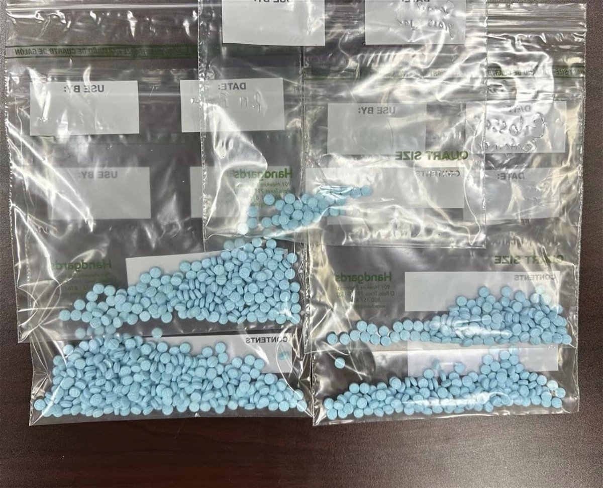 Counterfeit Percocet pills that were seized in a Sedalia traffic stop.