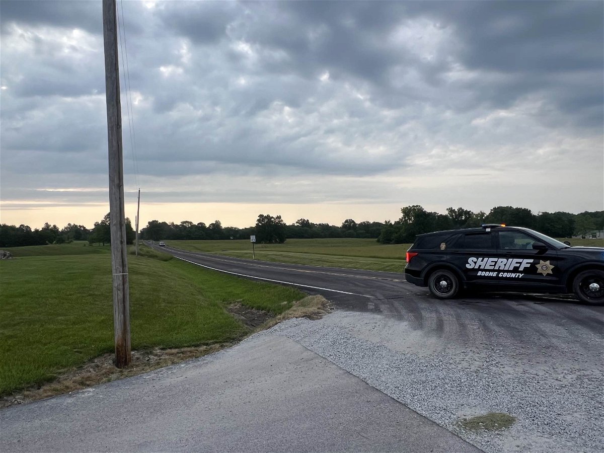 The scene of a deadly crash on New Haven Road in Boone County on Wednesday, May 31, 2023.