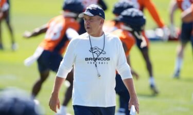 Broncos head coach Sean Payton looks on during a training camp session at the team's headquarters this week.