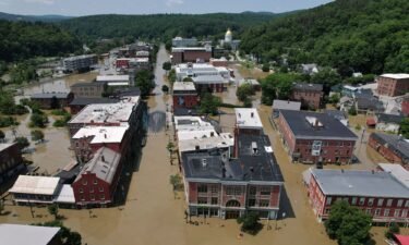 Streets are seen  flooded by recent rainstorms in Montpelier