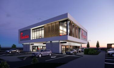 A rendering showing Chick-fil-A's new elevated drive-thru design.