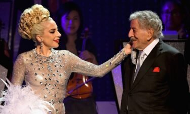 Lady Gaga with Tony Bennett during her 'JAZZ & PIANO' residency at Park Theater at Park MGM in 2019 in Las Vegas.