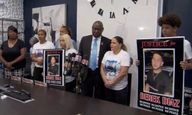 Attorney Ben Crump holds a press conference on July 8 with the family of Derek Diaz