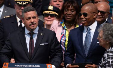 Edward Caban speaks during an event at the NYPD 40th Precinct on in the Bronx borough of New York