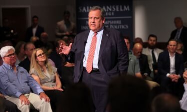 Republican presidential candidate Chris Christie speaks at a town-hall-style event at the New Hampshire Institute of Politics at Saint Anselm College on June 6 in Manchester