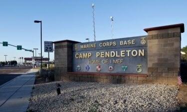 This 2013 file photo shows the main gate of Marine Corps Base Camp Pendleton in California.