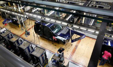 Ford's. fuel powered F-150 trucks under production at their Truck Plant in Dearborn