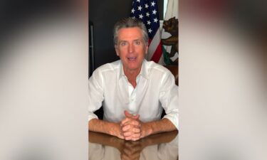 California Gov. Gavin Newsom appears in a video message to parents. A statement from the governor’s office on July 13 said the state will provide textbooks for students after a school board rejected a social studies curriculum.