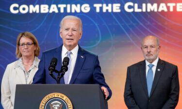President Joe Biden speaks during an event to announce new measures aimed at helping communities deal with extreme weather