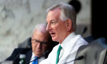 Sen. Tommy Tuberville speaks during a Senate Armed Services Committee hearing on July 26 on Capitol Hill in Washington