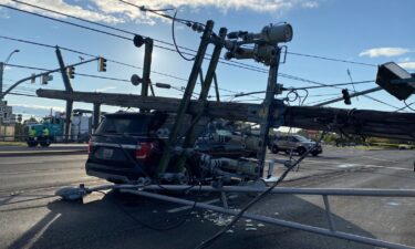 An up close look at 1 of 30 fallen power lines resting on top of a truck along Route 140. Dozens of drivers had to abandon their vehicles to get to safety. MDOT told WBAL it will be about 3 days before people can get their vehicles.